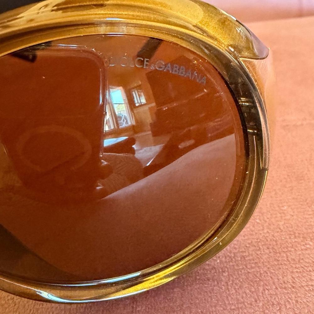 DOLCE & GABANNA Oversized Amber/Brown Women's Sunglasses - Picture 4 of 8